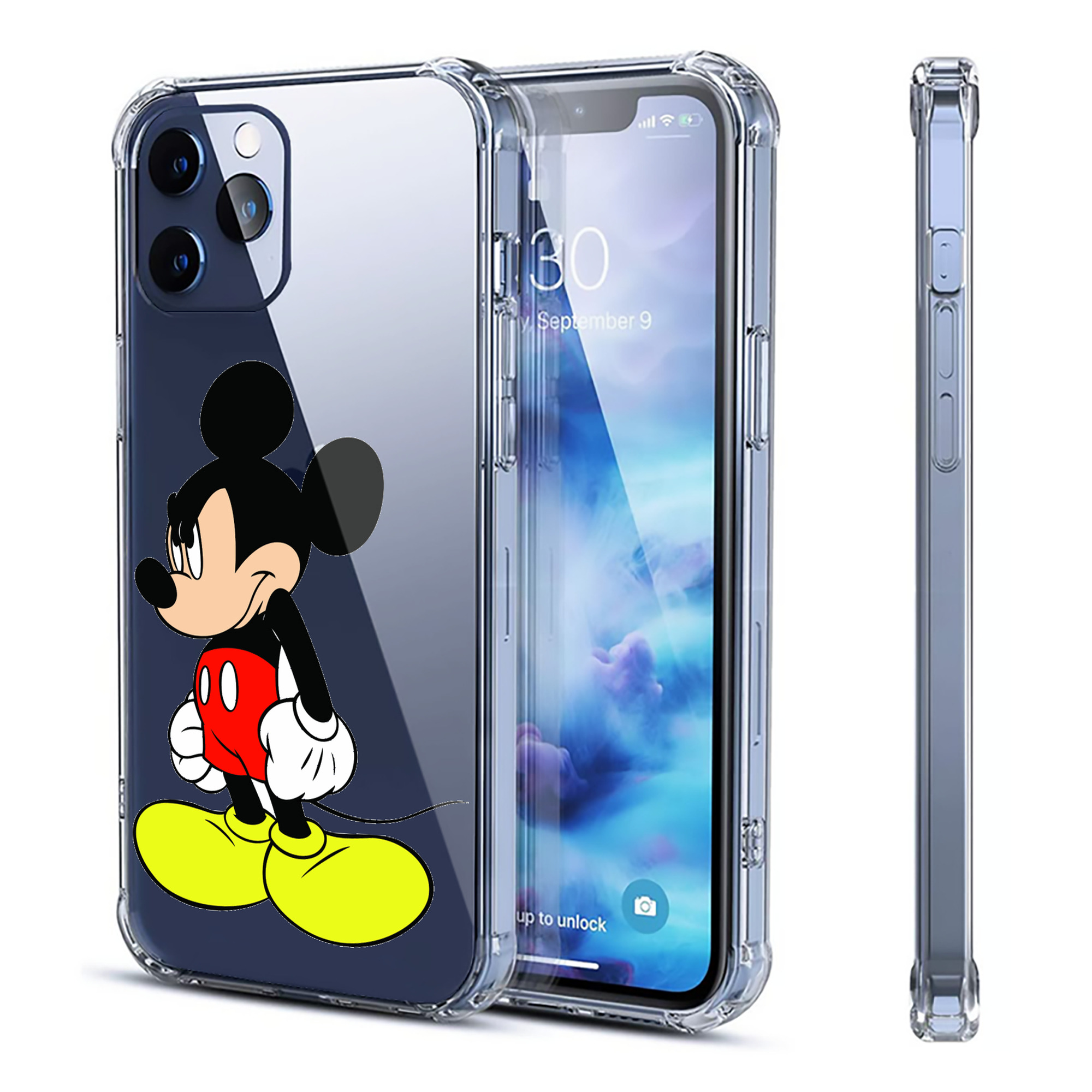 （画像用） ミッキーマウス Mickey Mouse 【iPhone 12シリーズ対応】透明スマホケース（クリアソフトケース）